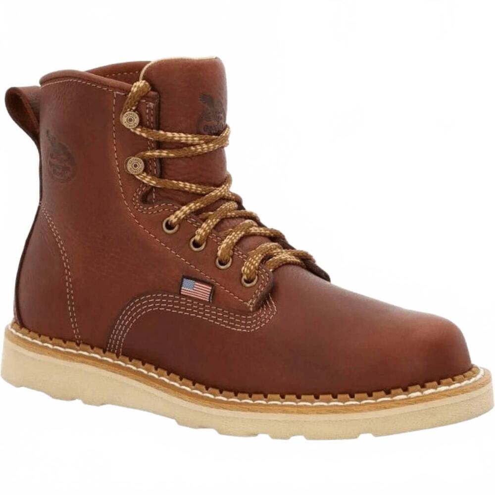 NEW GEORGIA BOOT men's wedge 6" work boot in brown